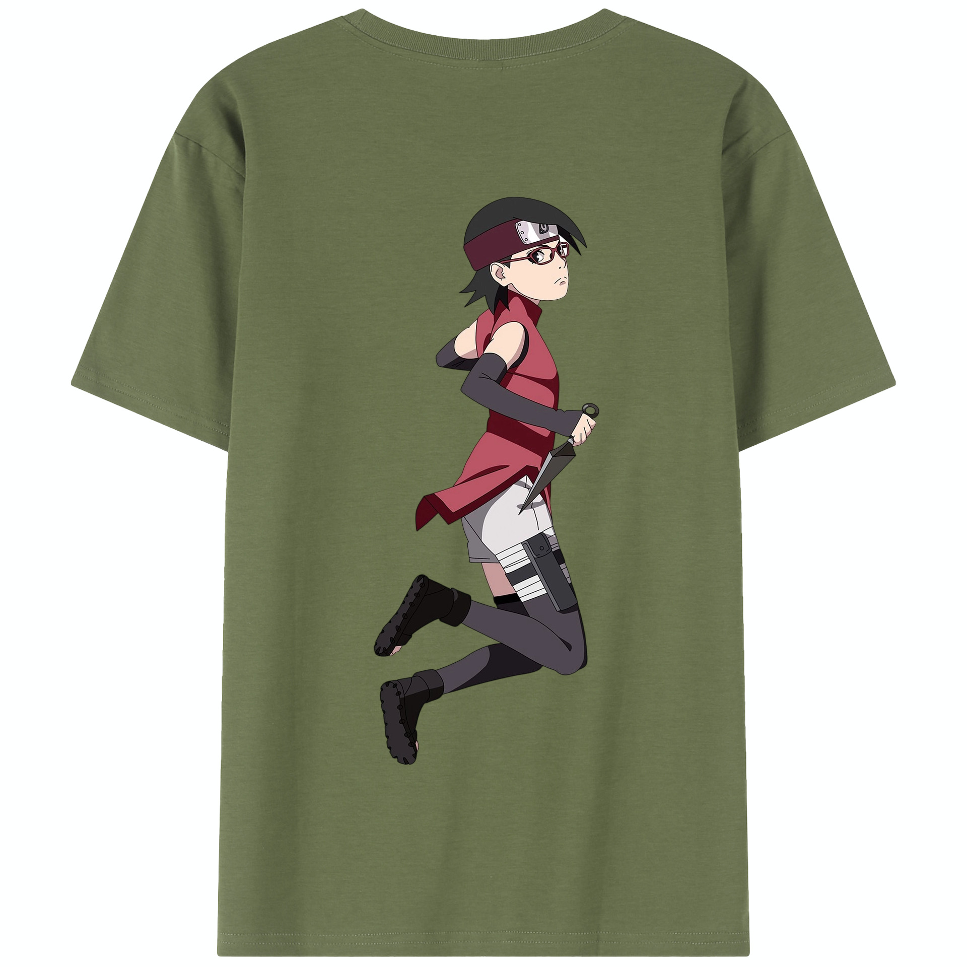 （画像用） NARUTO -ナルト- うちは サラダ Uchiha Sarada 綿100％半袖Tシャツ（背面プリント）